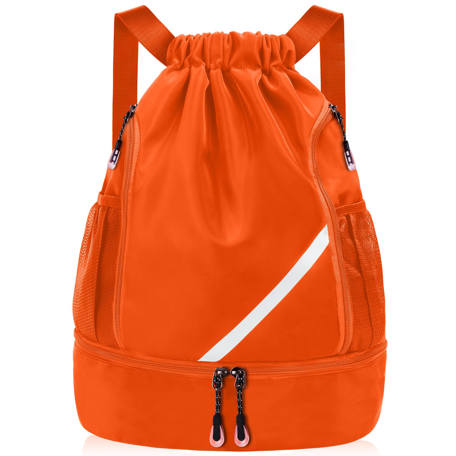 flintronic Drawstring Backpack, Waterproof Sports Backpack, Large Gym Bag With Shoe Compartment and Water Bottle Mesh Pockets, for Sports School Beach Holidays Swimming Travel