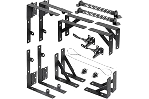 WEKIS Fence Gate Kit Gate Hardware, 2 Set Anti Sag Gate Kit Gate Frame Cornor Brackets Kit with Self Closing Gate Springs Hings Latchs for Outdoor Garden Backyard Wooden Fence Deck Porch Gate