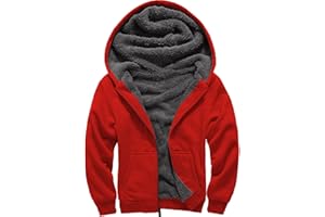 SECOOD Kids Hoodie Fleece Jacket Warm Sherpa Lined Zip Up Hooded Sweatshirt Soft Winter Coat Boys Girls School Outerwear