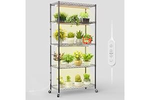 FREELICHT Plant Stand with Grow Light, 5 Tier Adjustable Plant Shelf with 4-Pack 30W LED Grow Lights, 2FT 5000K Full Spectrum Plant Light with Timer for Seedling, Seed Starting (29.5"x13.8"x61.5")