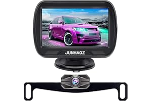 JUNHAOZ Car Rear View Camera, Backup Camera for Car, Trucks, SUVs, Pickup, 4.3-inch IPS Monitor, Night Vision, DIY Guide Lines, Front/Rear Camera Switch,IP69 Waterproof K4301
