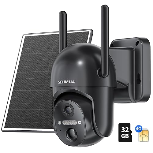 SEHMUA 4G LTE Cellular Solar Security Camera Wireless Outdoor, No