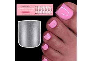 Soft Gel Toe Nail Tips,GlimightyX Long Square Fake Toenails with Tip Primer Cover,Pre-shaped Full Matte Square Toe Tips Gel Press On Nails Clear for Gel Acrylic Nail Extension