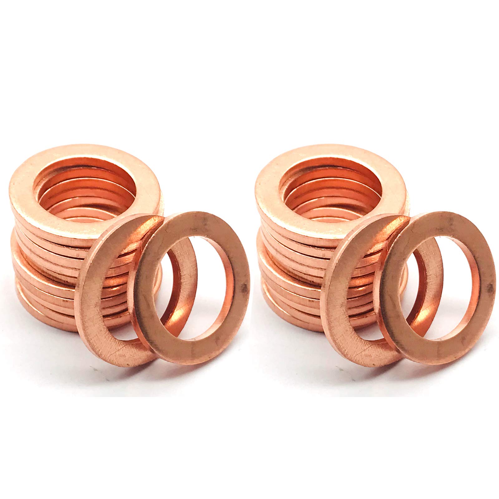 Copper Washer Assortment,100Pcs M8 Copper Metric Sealing Washers Kit,Flat Washers Assortment Set(8X14X1mm)
