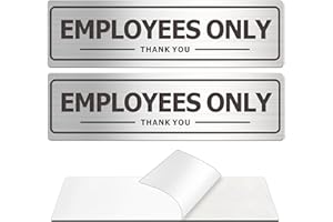 MONGFUN Employees Only Sign - 2 Pack Office Door Signs for Business Store Wall - Aluminum Metal with Strong Self Adhesive (Brushed Nickel/Black, 9" x 3")