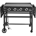 Royal Gourmet GB4001B 4 Burner Propane Gas Griddle with Foldable Side Tables, 35-Inch Outdoor Flat Top Grill with 52,000 BTUs Output for Barbecue Grilling, Black