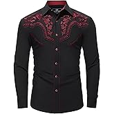 SALVAJE OESTE Men's Western Cowboy Shirt Embroidered Long Sleeve Casual Snap Button Down Shirt