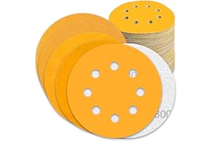 AWUTZUT 5 Inch 8 Holes Sandpaper for Orbital Sander 220/320/400/600/800 Grit Sanding Discs for Wood Metal(100PCS)