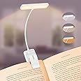 Gritin 19 LED Rechargeable Book Light for Reading in Bed with Memory Function- Eye Caring 3 Color Temperatures,Stepless Dimming Brightness,80 Hrs Runtime Clip on Light for Book Lovers-White