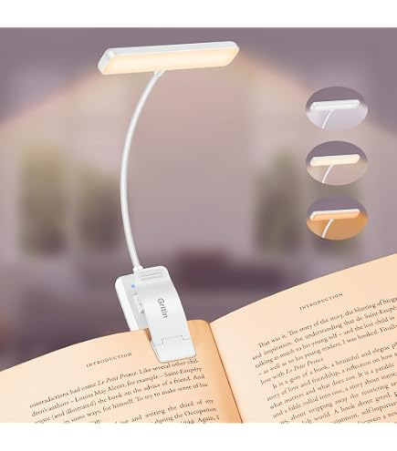 Gritin 2026 Gen 2 Book Light – 30 Full-Spectrum LEDs, 5 Colors & 5 Brightness, 1500mAh Battery, Flexible Clip-On Reading Light