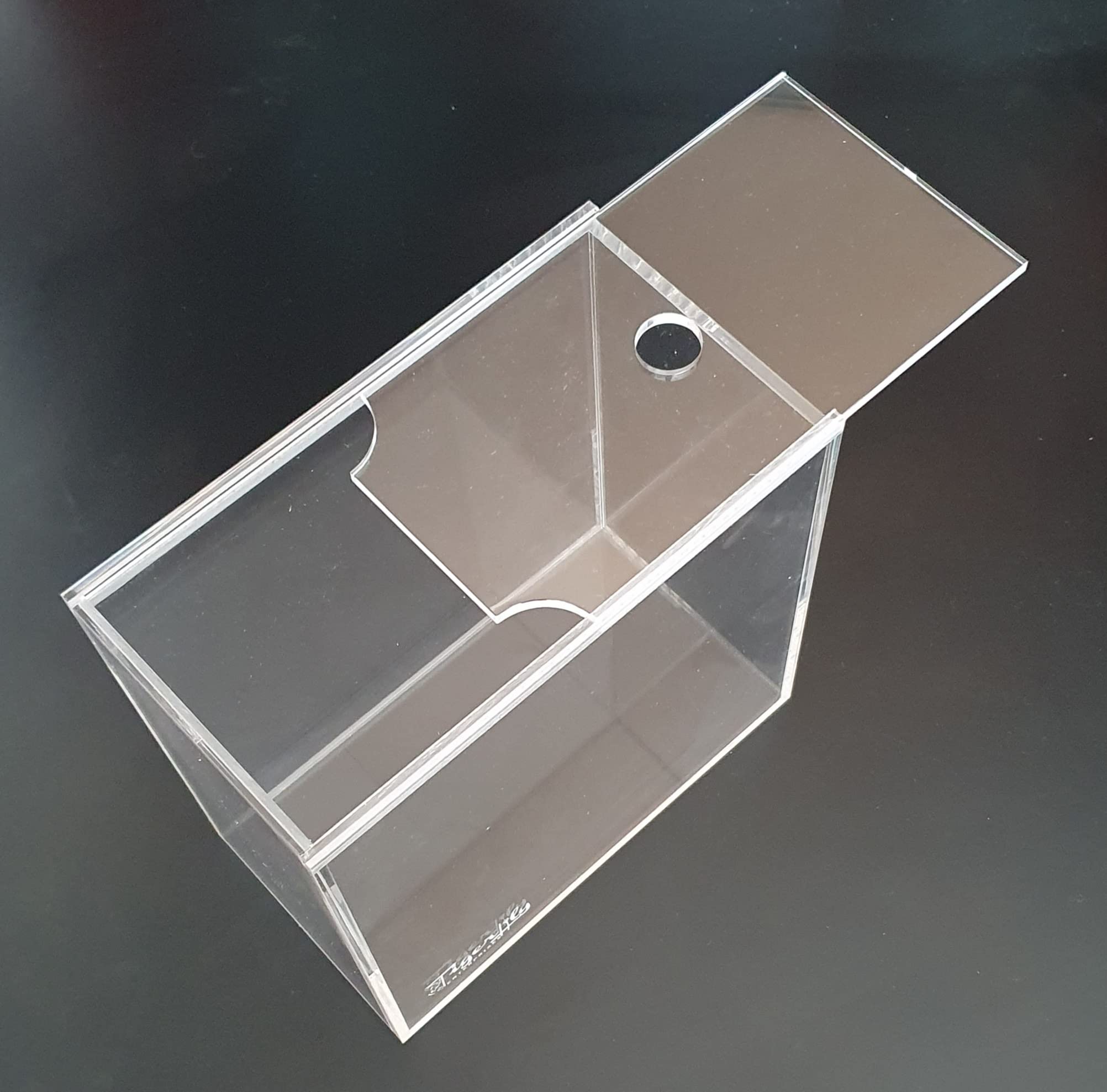 Tigerlily Enterprises 4L Nano Acrylic Fish Tank – Portable Breeding Box with Sliding Lid & Feeding Hole – Ideal for Betta, Turtles, Insects & Terrarium Use (20x20x11cm)