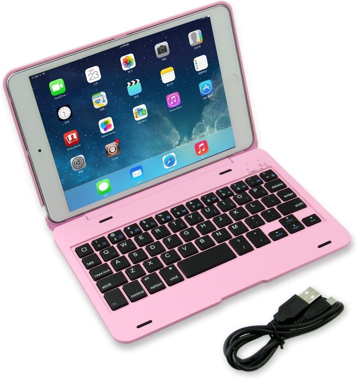 DAXXIS iPad Mini 4 Wireless Bluetooth Keyboard Case, Ultra-Slim Aluminum Folio Smart Clamshell Stand Case for Apple iPad Mini 4 (Pink)