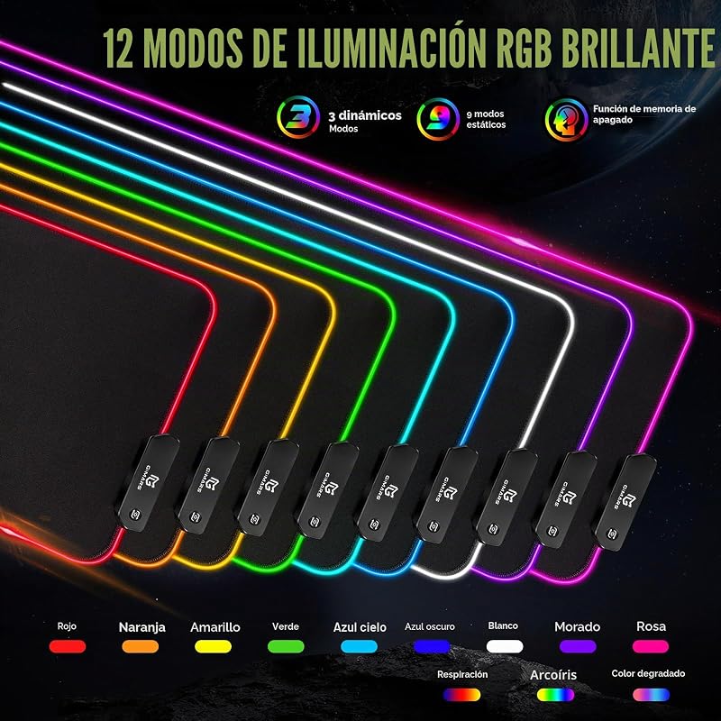 Gimars RGB Gaming Mouse Pad, 800×300mm XXL Mousepad com 12 modos de iluminação LED, Rato Mat Smooth Surface Primeira base de borracha antiderrapante impermeável para desktop, Office Gamer