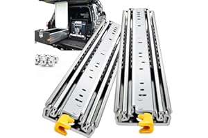 YENUO Heavy Duty Drawer Slides with Lock 12 14 16 18 20 22 24 26 28 30 32 34 36 38 40 44 48 52 56 60 Inch Full Extension Side Mount Ball Bearing Locking Rails Track Glides Runners Load 350 Lbs 1 Pair