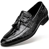 GOLDEN COXES FAMILY Tassel Loafer for Mens, Casual Crocodile Printed Tassel Dress Shoes Leather Slip-on Penny Loafer for Men