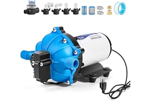 Heuyrao RV Fresh Water Pump 110V AC 7.0GPM 70PSI 5 Chamber Self Priming Water Pressure Diaphragm Pump with Power Plug for Kitchen,Bathroom,RV Marine,Camper,Garden,Trailer