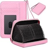 EcoVision RFID Credit Card Holder Wallets for Women Large Storage Space Accordion Zipper Card Case Holder,Leather Organizer Case with Lanyard