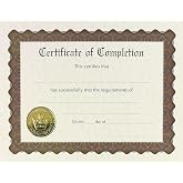 Great Papers! Ready-to-Use Completion Certificates, 11" x 8.5", Ivory/Gold with Brown Border, 6 Pack