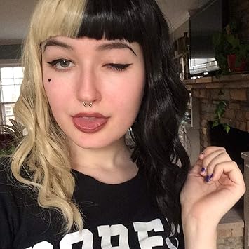 Creamily Half Blonde And Half Natural Black 2 Tone Dyed Hair