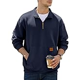 JEMLDL Men's Fleece Quarter Zip Pullover Sweatshirts Casual Long Sleeve Warm Mock Neck Sweatshirt with Pockets