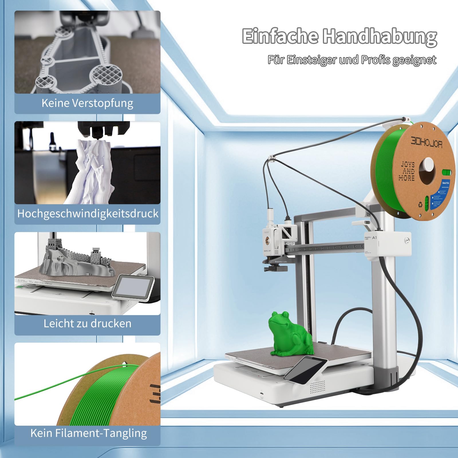 3DHoJor PLA Filament 1.75mm, 1kg 3D Drucker Filament PLA, Maßgenauigkeit +/- 0,02 mm, ultraschnelle Filament 3d Druckmaterialien, Vakuumverpackung,für FDM 3D Drucker, Grün 3