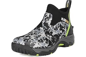 Kalkal Men's Rubber Boots, Waterproof Ankle Rain Boots, Insulated Working Booties with Comfortable Sports Sole, Outdoor Mud Boots for Yard Chore