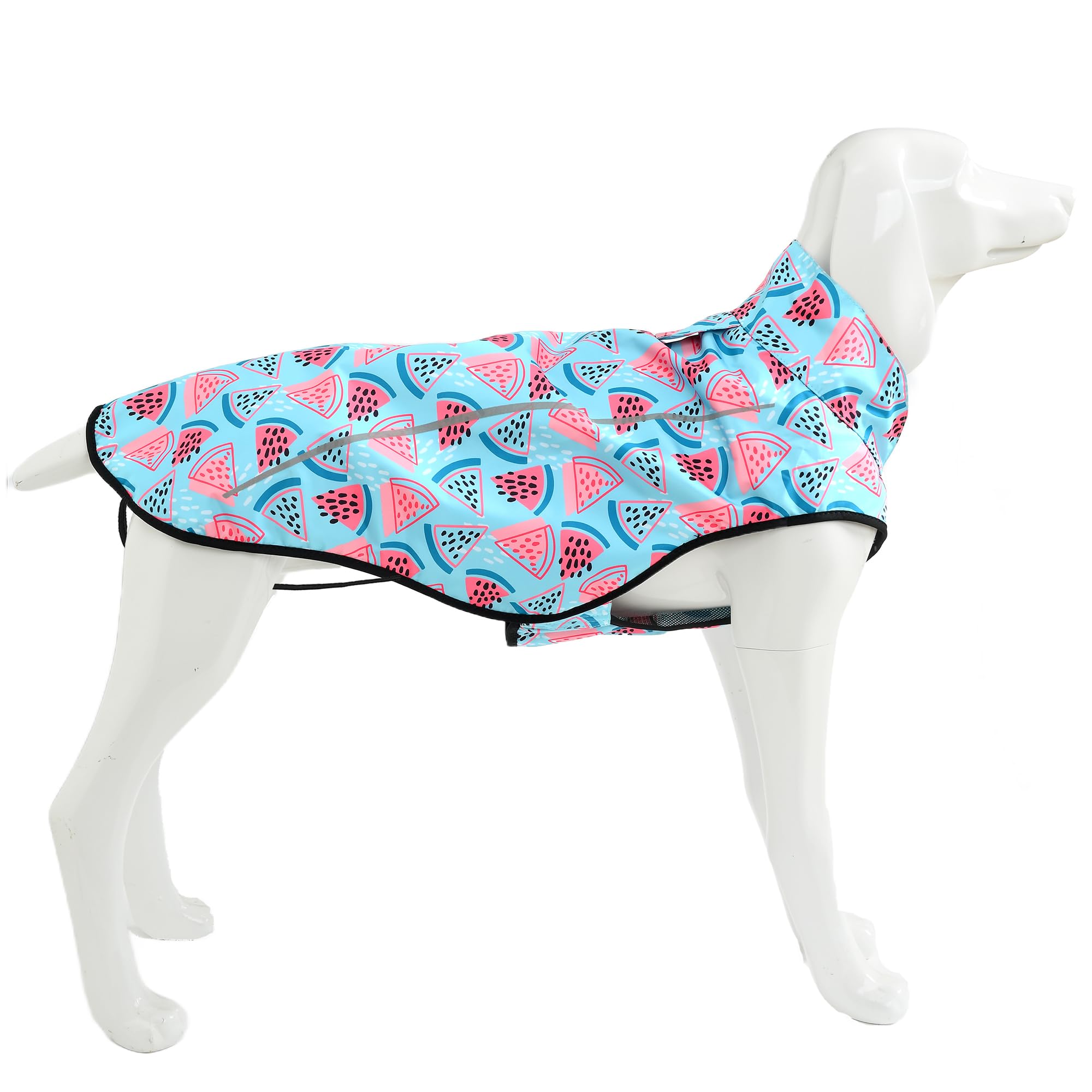 Mile High Life | Dog Raincoat | Adjustable Water Proof Pet Clothes | Lightweight Rain Jacket with Reflective Strip | Easy Step in Closure, Light Blue Watermelon, XX-small — image 1