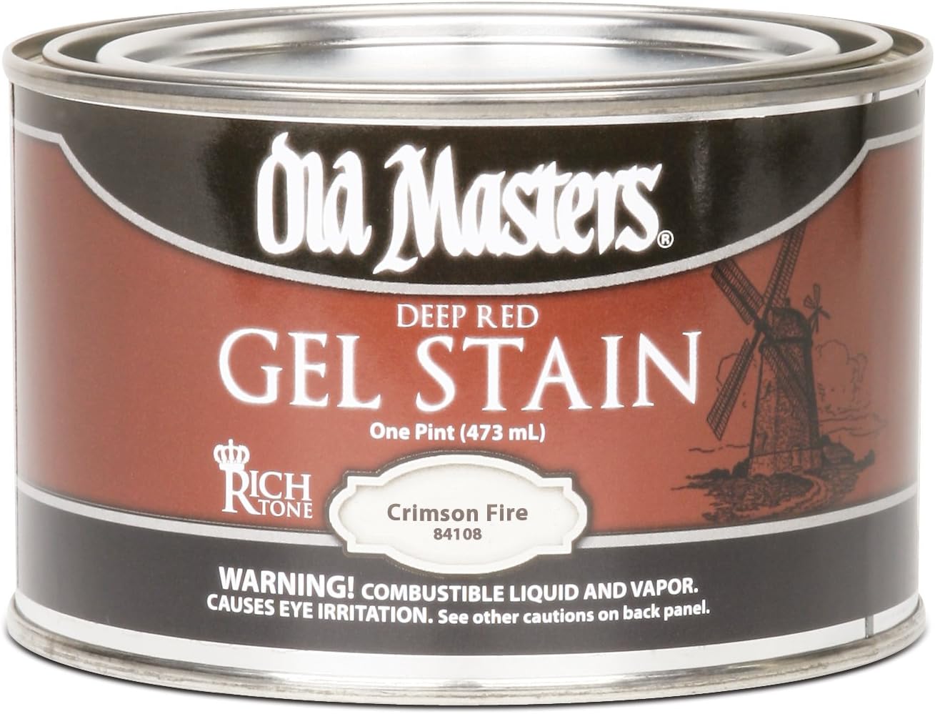 Old Masters 84108 Gel Stain Pint, Crimson Fire