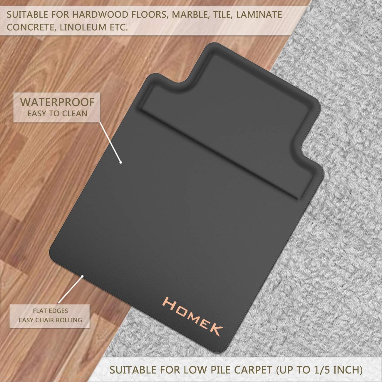 Homek Office Chair Mat for Hardwood Floor with Footrest - Standing Desk Anti Fatigue Mat : Office Products
