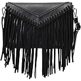 KouLi Buir Tassel Crossbody Purse for Women PU Leather Western Hobo Fringe Handbag Shoulder Bag