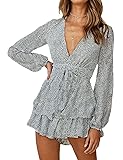 Relipop Women's Romper Floral Print V Neck Baggy