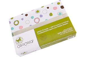 OsoCozy Organic Cotton Prefold Cloth Diapers (6pk) - Super-Soft, Thick, Absorbent, Durable and Ecologically Friendlier.