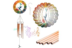 MRHEPHAESTUS Mothers Day Wind Chimes with Hummingbird Wind Spinner, Mom Gifts for Grandma Women Birthday Retirement Teacher, 31" Windchimes Outdoor Decor Hanging Mobile for Garden Porch Patio Backyard