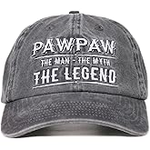 Pawpaw Gifts Embroidered Cap, Funny Grandpa Gifts for Men, Adjustable Hat Gifts Accessory for Birthday & Christmas Grey
