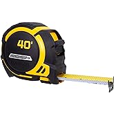 Komelon 40-Ft Contractor TS Wide Blade Tape Measure with Backside Printing, Manual Lock, Long Standout (93440)