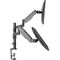 Dual Monitor Stand - Dual Computer Screen Arms - C Clamp on Desk Monitor Riser - Full Motion Swivel Articulating Gas Springs 