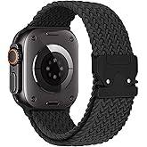 Braided Stretchy Solo Loop Compatible with Apple Watch Band 46mm 45mm 44mm 42mm 49mm for Men Women, Elastic Sport Nylon Strap Wristband with Sliding Buckle for iWatch Series 10 9 8 7 6 5 4 3 Ultra SE