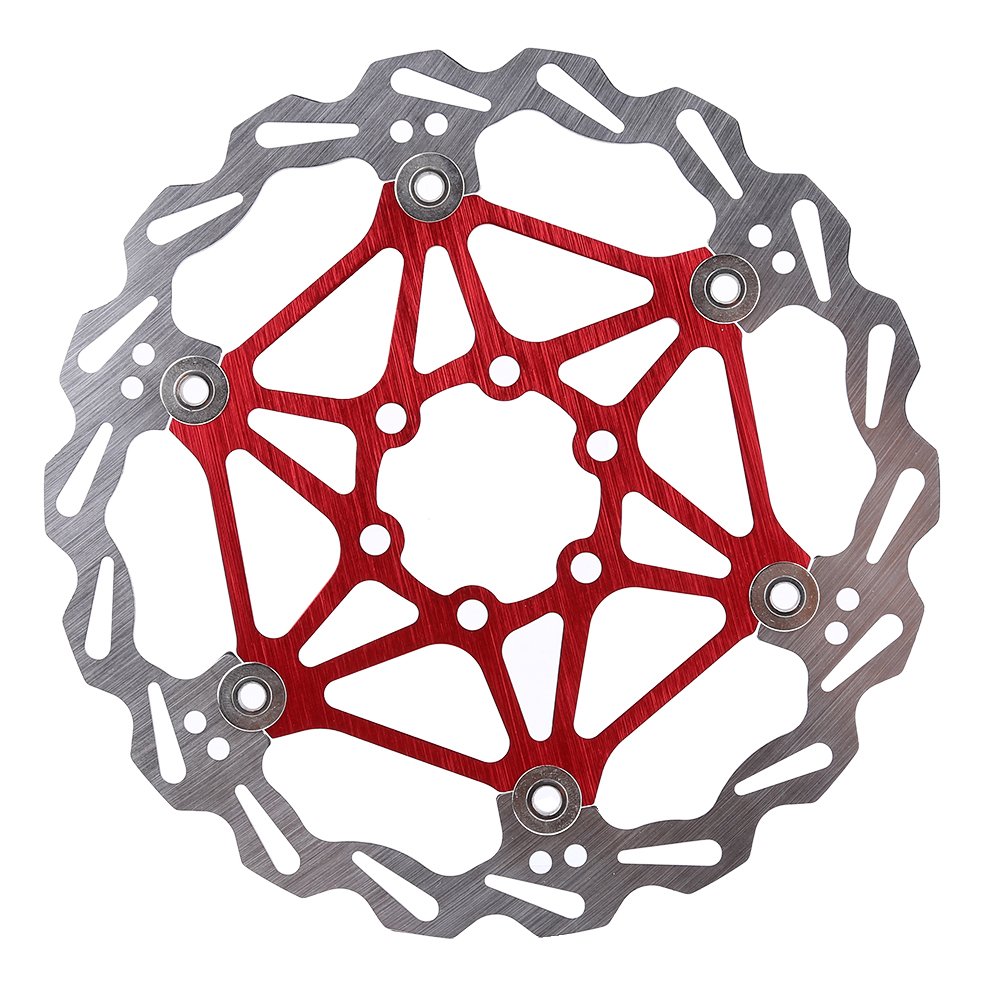 VGEBY Bike Disc Brake Rotor with Bolts, Universal Disc Brake Rotor Mountain Bike Floating Disc Brake Rotor 160/180/203mm Floating Rotor for Mountain Bike(203mm-Red) Cycling Bicycles And Spare Parts