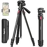 SmallRig Aluminum Camera Tripod Stand AP-30, 67.7" Travel Tripod with Phone Clip & Carry Bag, Portable Tripods with Quick-Flip Lock Legs, for Live Streaming and Vlogging, Max Load 11lb