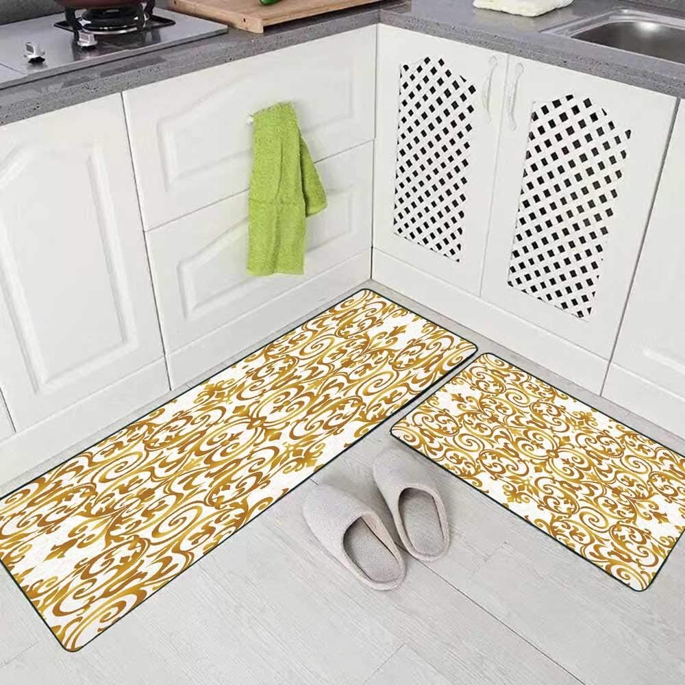 Amazon Com Douecish Kitchen Rug 17 X48 17 X24 Mats Pattern In Traditional Style Like Portuguese Tiles Kitchen Rugs And Mats Non Skid Washable For Kitchen Living Room Corner Kitchen Dining