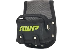 AWP Tape Measure Pouch with Metal Belt Clip and Tunnel Loop, Tool Belt Accessory