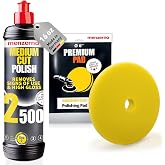 menzerna Signs of use Remover Kit I Car polishing Set | With Medium Cut 2500 (16 oz) and 6 Inch Polishing Pad I Moderate Scratch Repair Kit for All Types of Vehicles