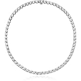 Amazon Essentials Women's Sterling Silver Tennis Necklace with Round Cut Infinite Elements Cubic Zirconia (previously Amazon Collection)