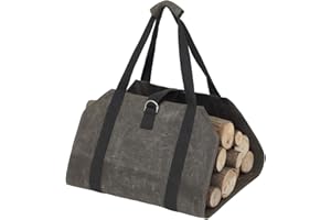 Elezay Log Carrier Waxed Canvas Bag Wood Holders Fireplace Stove Accessories
