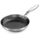 COOKER KING 8-Inch Stainless Steel Pan, Hybrid Nonstick Frying Pan | 3-Ply Clad Cookware, Healthy &amp; Non-Toxic, Dishwasher &amp; Oven Safe, Stay-Cool Handle, Induction Compatible &ndash; Metal Utensil Safe