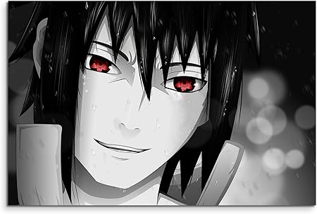 naruto sasuke uchiha sharingan tableau imprime sur toile de lin 120 x 80 cm xxl amazon fr cuisine maison