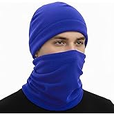 TALE KING Fleece Winter Skull Cap Neck Gaiter Set Warm Beanie Hat Scarf Set for Men Women Windproof Neck Warmer Outdoor