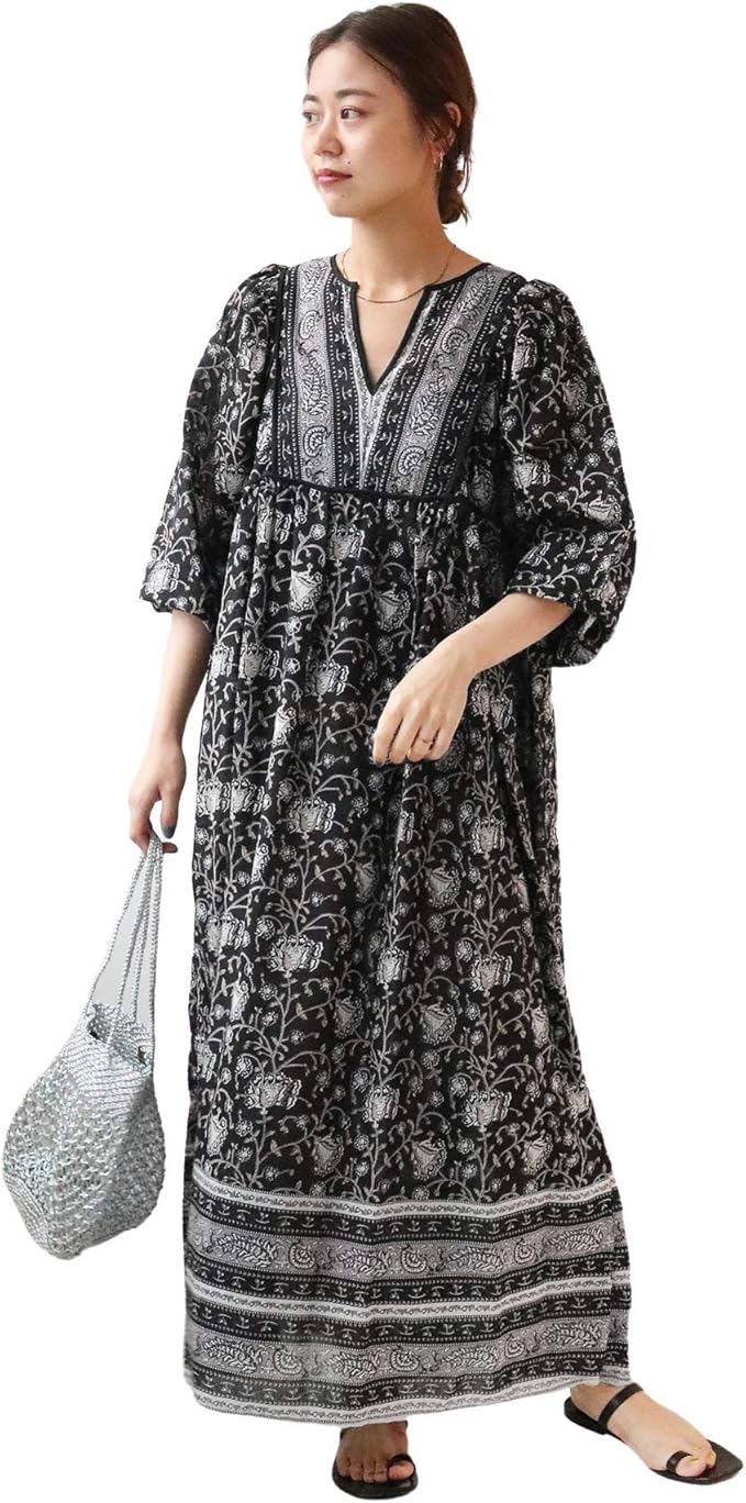 Amazon Co Jp ジャーナルスタンダード レリューム バティックフラワーパイピングワンピース フリー ブラック 服 ファッション小物