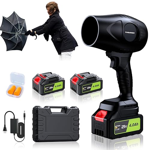 980,000 RPM Cordless Leaf Blower - 21V Electric Handheld Leaf Blower with 2×4.0Ah Batteries & Fast Charger - Lightweight for Patio, Lawn, Yard, Deck Cleaning