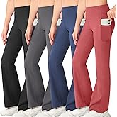 NORMOV Girl's Bootcut Yoga Pants with Pockets,High Waisted Casual Kids Bell Bottoms Pants